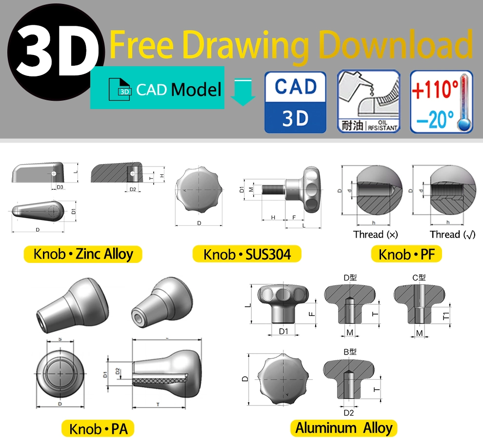 OEM Customized Precision Stainless Steel Mat Flower Knurled Knob Screws Clamping Handle Screw Male Knob