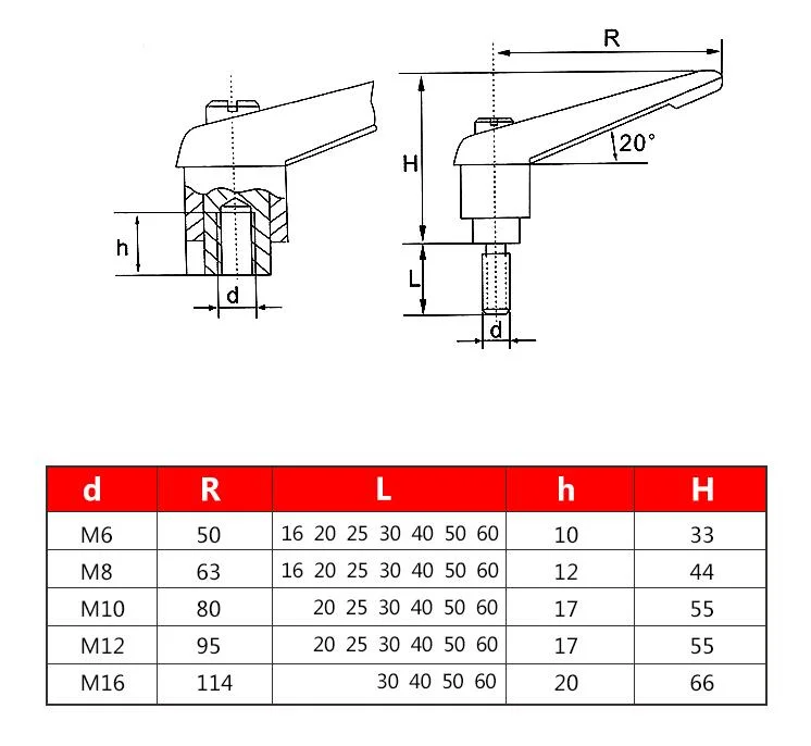 Adjustable Metal Machine Clamp Lever Handle Clamp Handle Handle for Tool